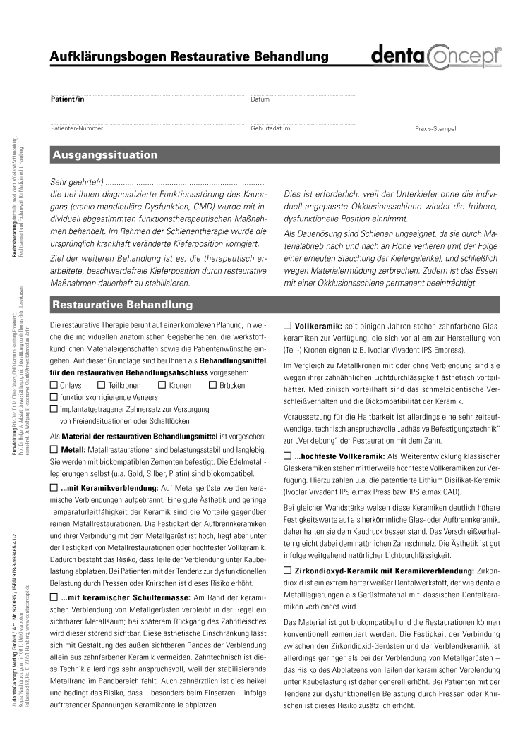 dentaConcept : Formblätter : Aufklärungs-Set